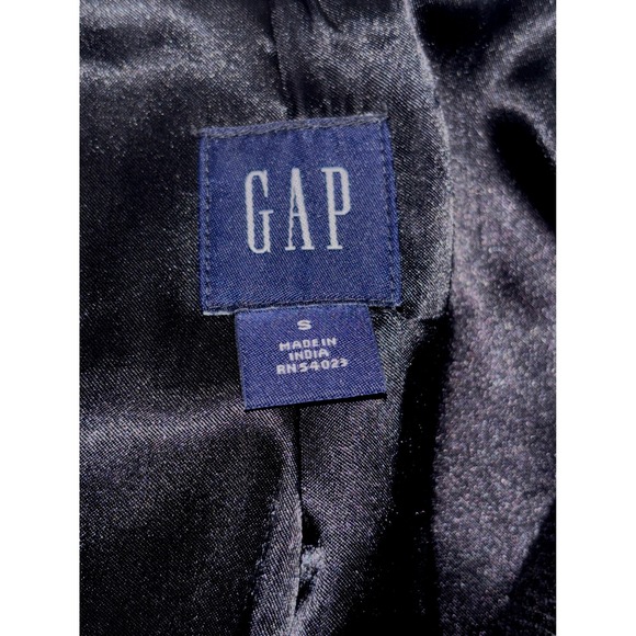 Minimalist Black Wool Blend Coat Size S Button Front Stand Collar Winter Jacket - Picture 4 of 16